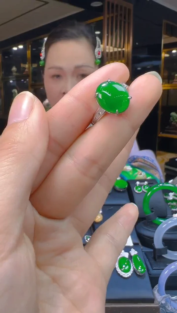 银S925镶嵌戒指翡翠092(多样性发货发其一)