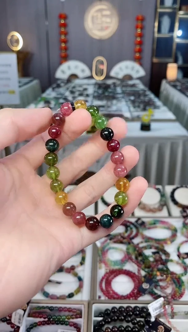 未镶嵌收藏级老矿碧玺单圈手串8mm+碧玺xion多样性发一条