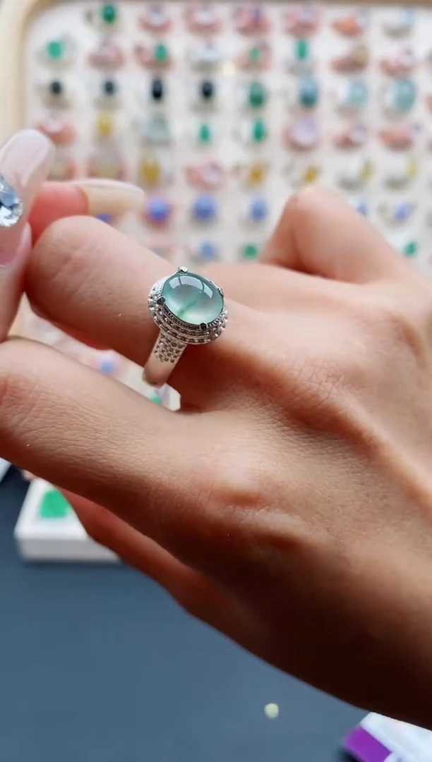 【闪购商品】翡翠戒指未镶嵌缅甸天然A货翡翠555  1+1