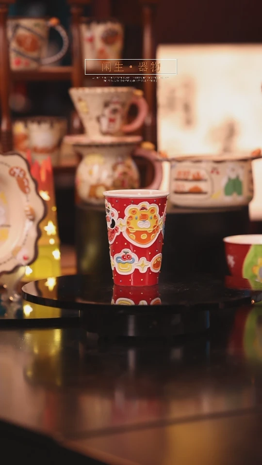 【闪购商品】红色画面随机 景德镇可爱设计师款陶瓷