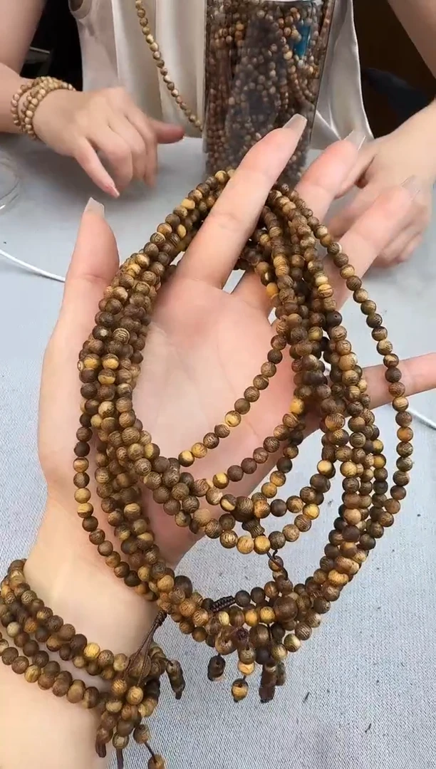 沉香手串05虎斑棋圆珠多圈多样性发一