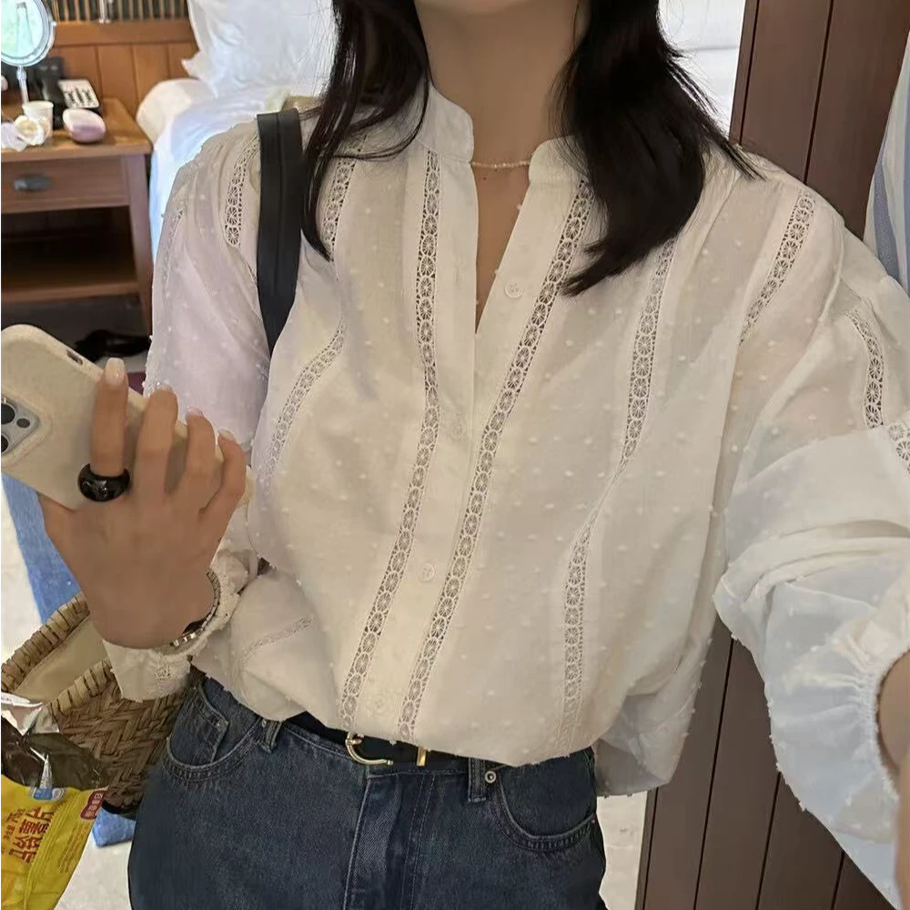 【莉莉严选】9610立领气质灯笼袖白色衬衫