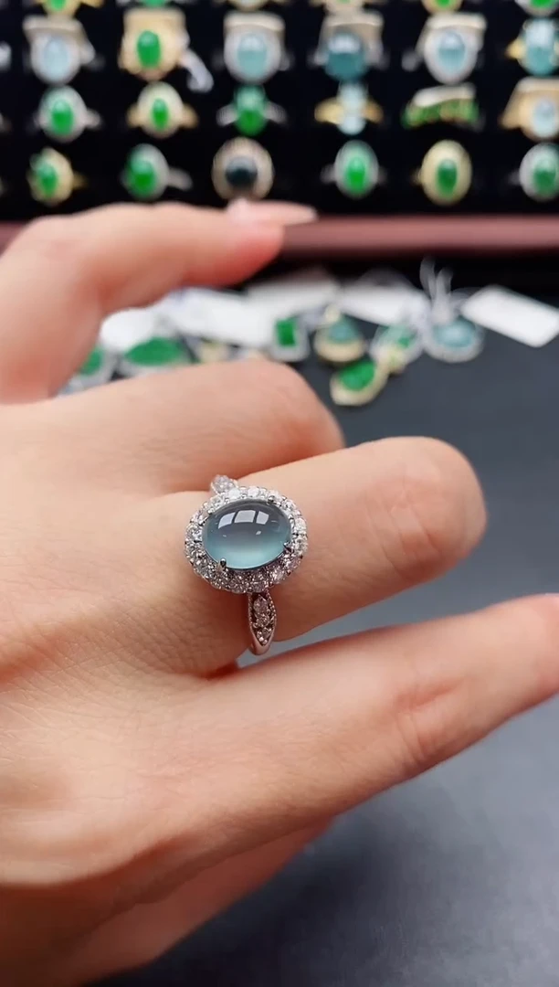 银S925镶嵌戒指翡翠1