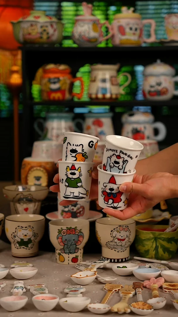 陶瓷无盖款景德镇高温釉下彩纯手绘创意瓷