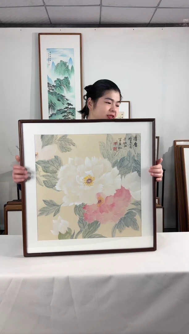 国画手绘*清香（牡丹）*62*62cm