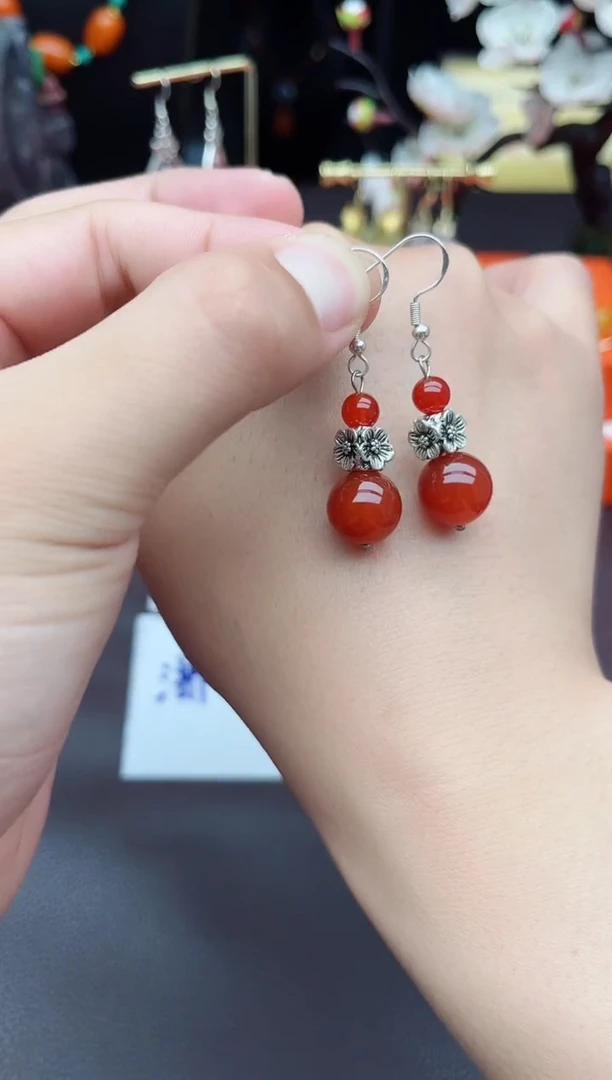 玛瑙/玉髓耳饰银S925镶嵌422000