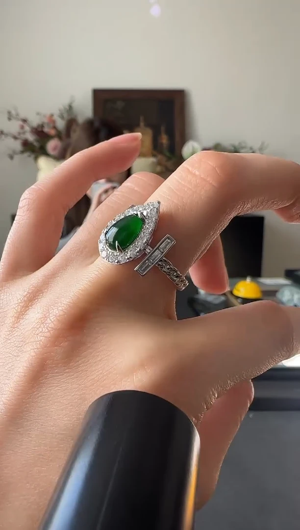 【闪购商品】翡翠戒指银S925镶嵌银镶