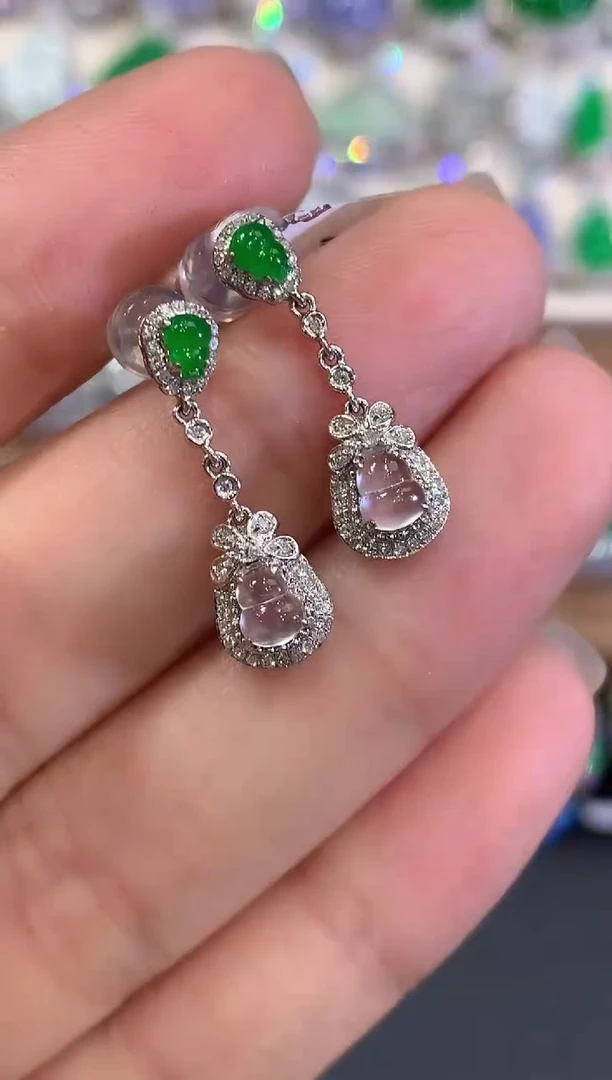 18K金镶嵌翡翠耳饰a56多样性一件发货