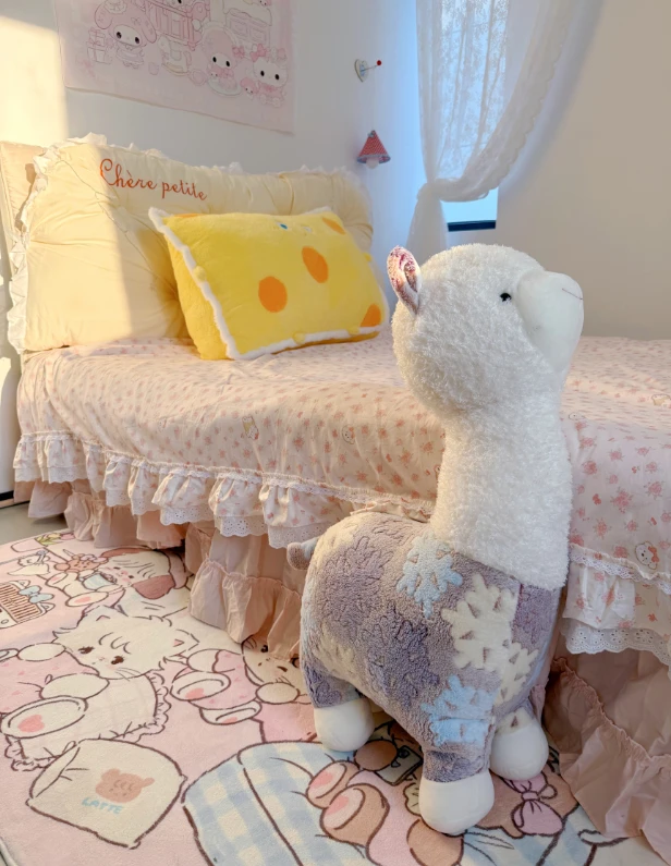 雪花可爱大羊驼毛绒玩具睡觉毛绒生日礼物儿童玩偶送礼物女生