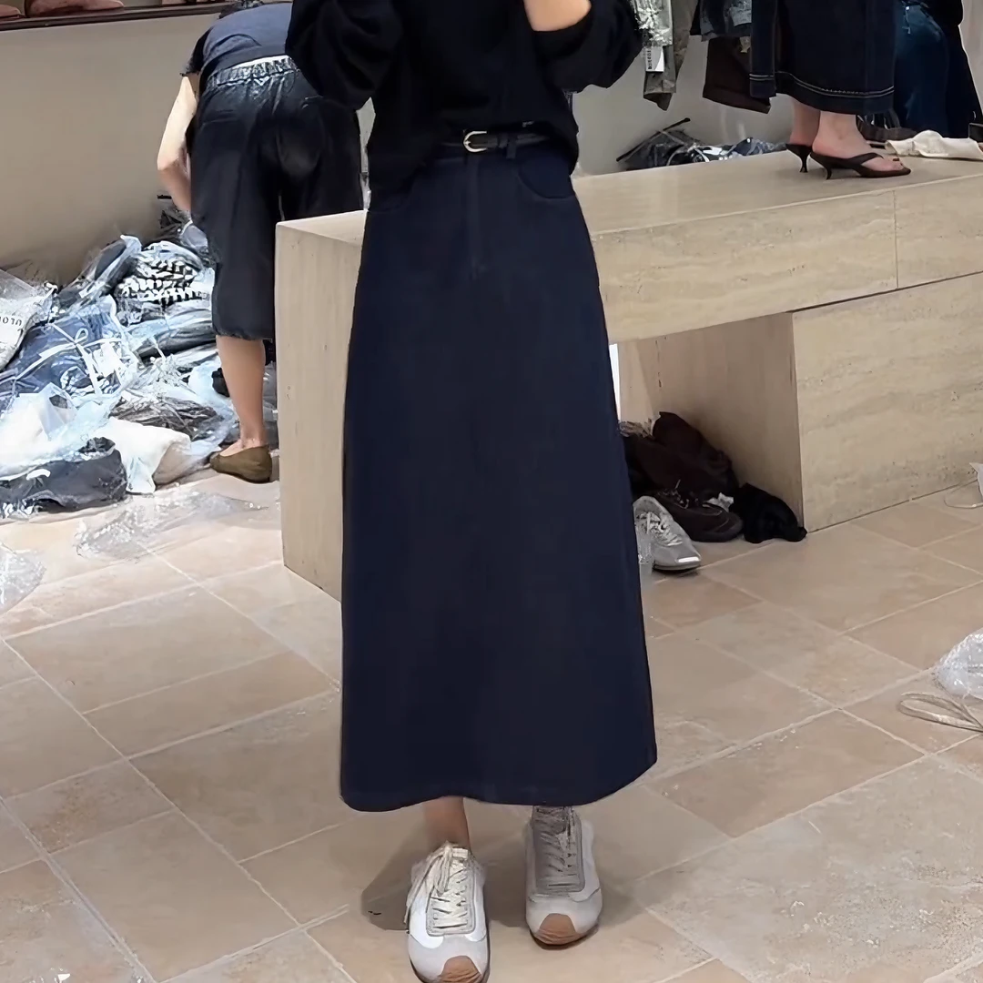 2025秋款气质休闲包臀韩版高腰显瘦牛仔半身裙带腰带LK2505801