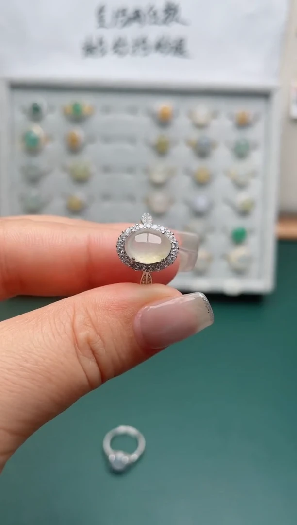 翡翠戒指银S925镶嵌.