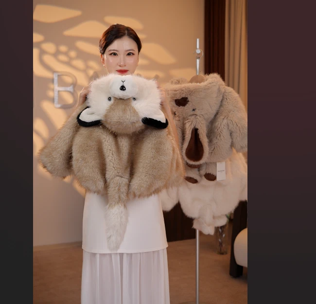 4棕色小狗秋冬加绒加厚款卡通秋冬季普通外套可爱风百搭冬季外套