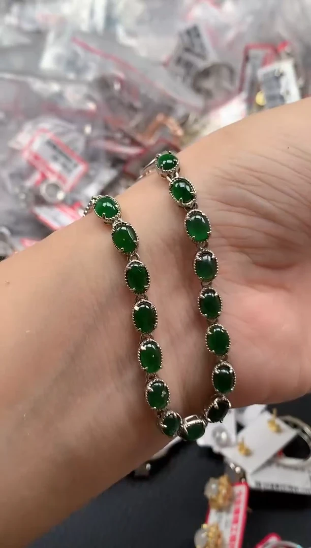 银S925镶嵌戒指翡翠天然A货缅甸翡翠