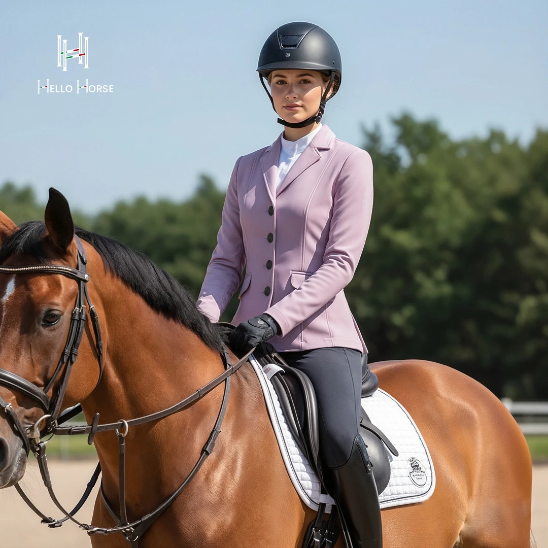 HelloHorse马术骑士收腰简约弹力运动多色烫钻修身西服外套时尚