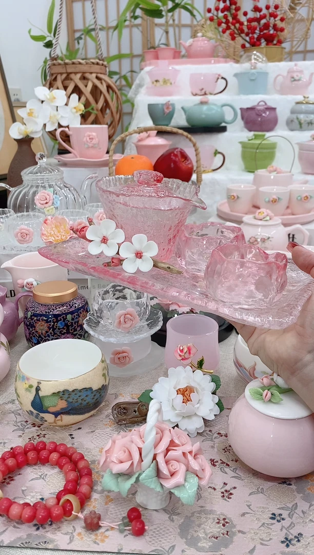 瓷片浪漫樱花粉色茶具20260103582