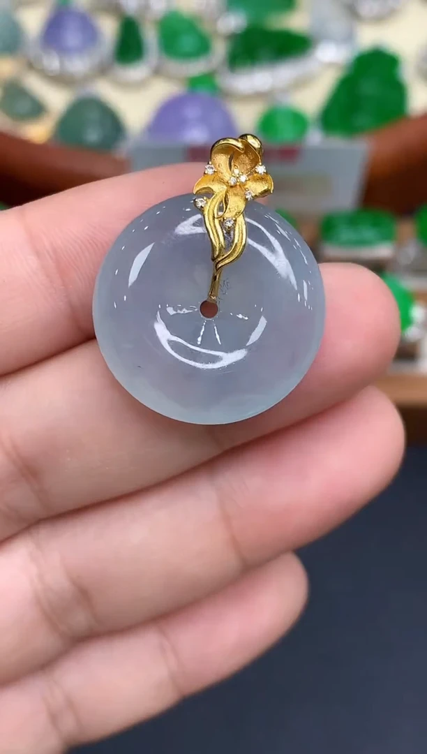 颈饰18K金镶嵌翡翠482-中国好珍宝