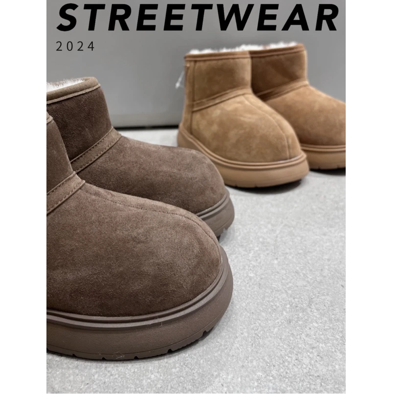 新款百搭丑萌大头卡皮巴拉保暖儿童雪地靴厚底