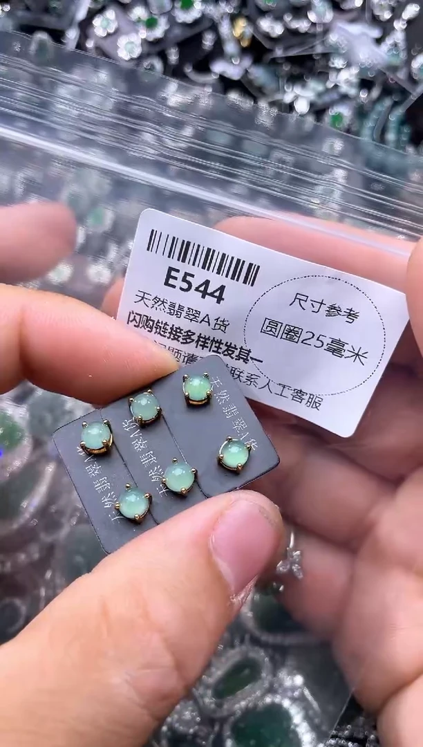 【闪购商品】翡翠颈饰未镶嵌E544耳钉 多样性发其一