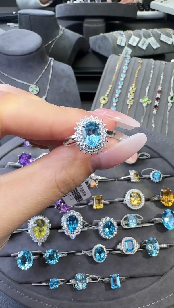 银S925镶嵌戒指托帕石6*8【七天鉴赏期】