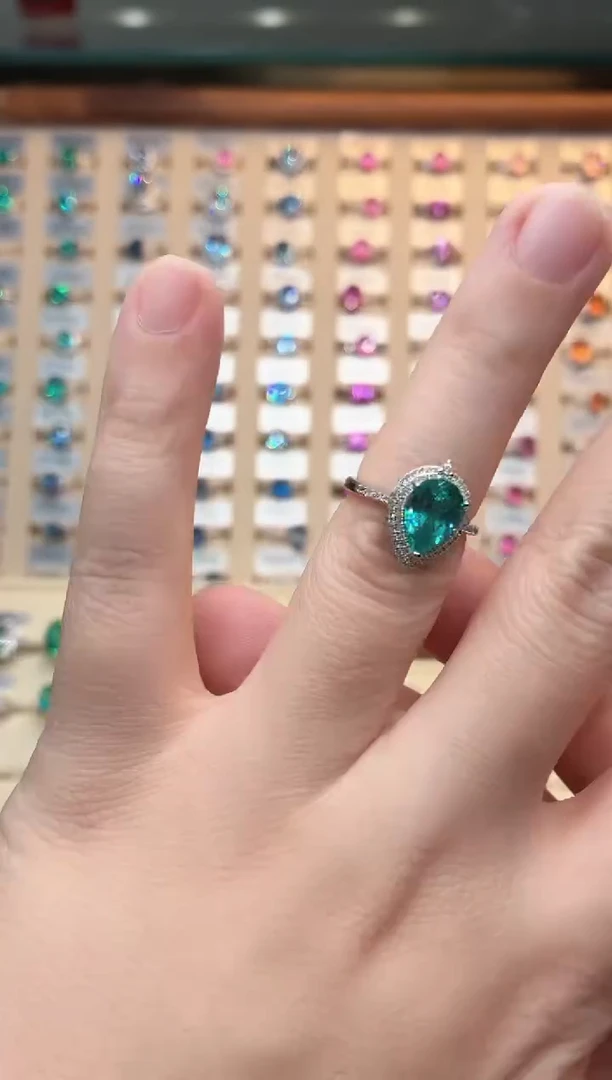 1碧玺（处理） 925银 帕拉伊巴霓虹蓝色系列轻奢女神款式