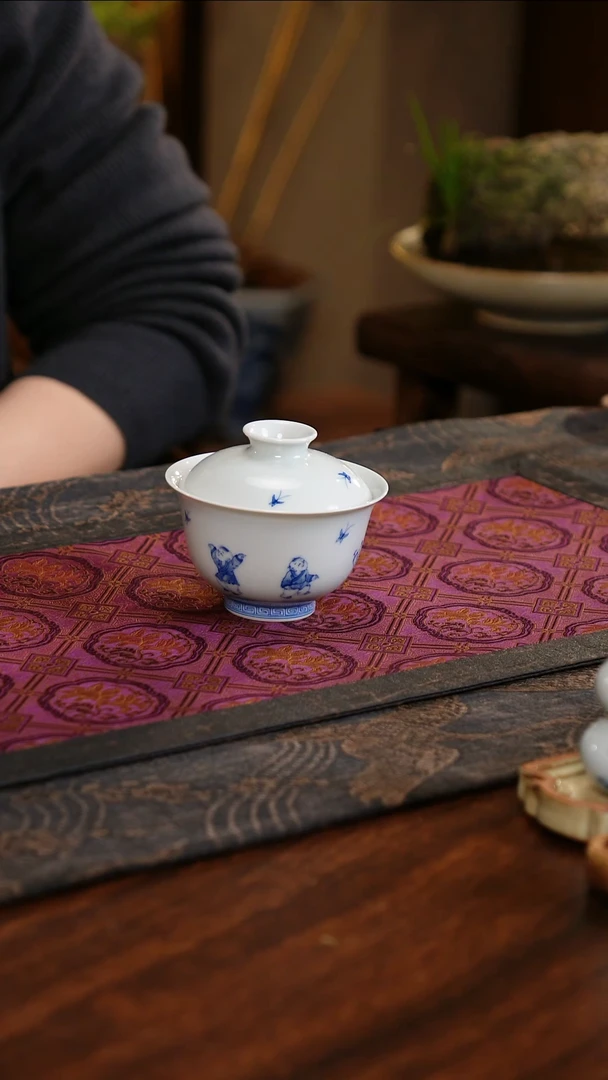 【闪购商品】杯子聚澜堂童趣扑蝶两才盖碗