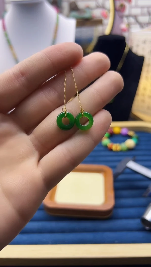 【闪购商品】翡翠耳饰14K金镶嵌E225