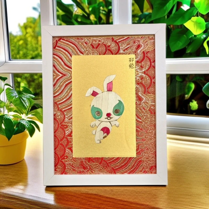 犁城麦秆画、吸水麦烫画、装饰画、手工制作十二生肖摆件国潮国风