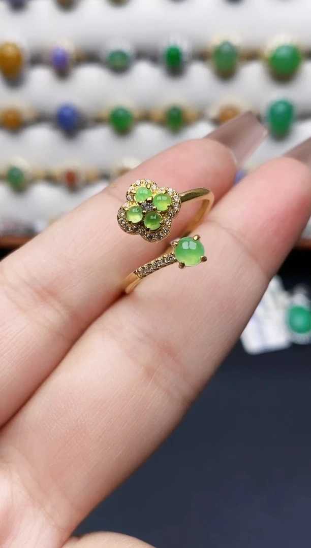 银S925镶嵌戒指翡翠0376