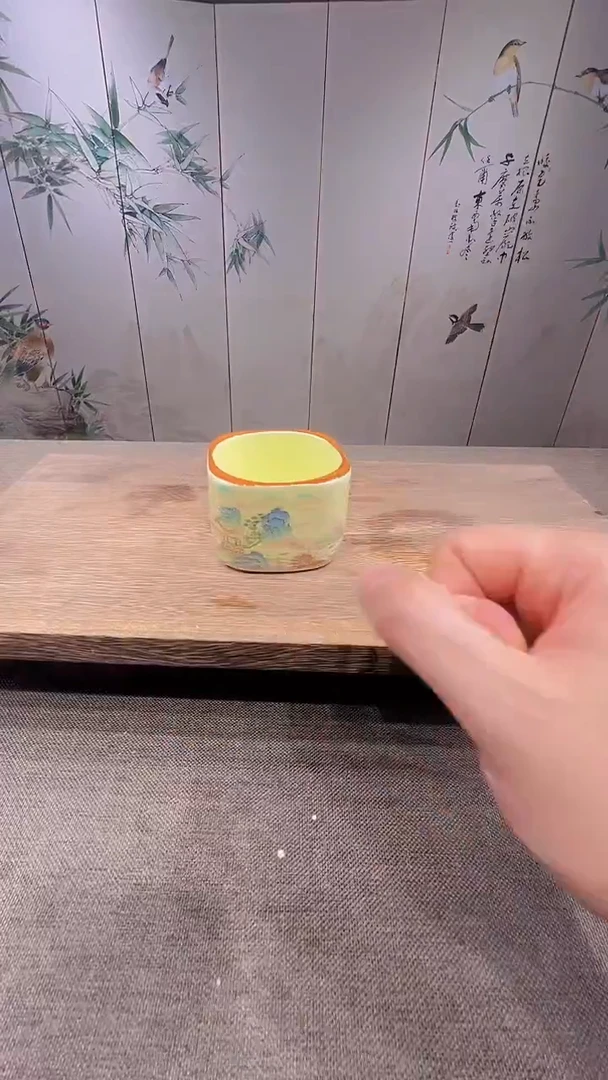 @微光茶器江山汝窑四方杯G1735
