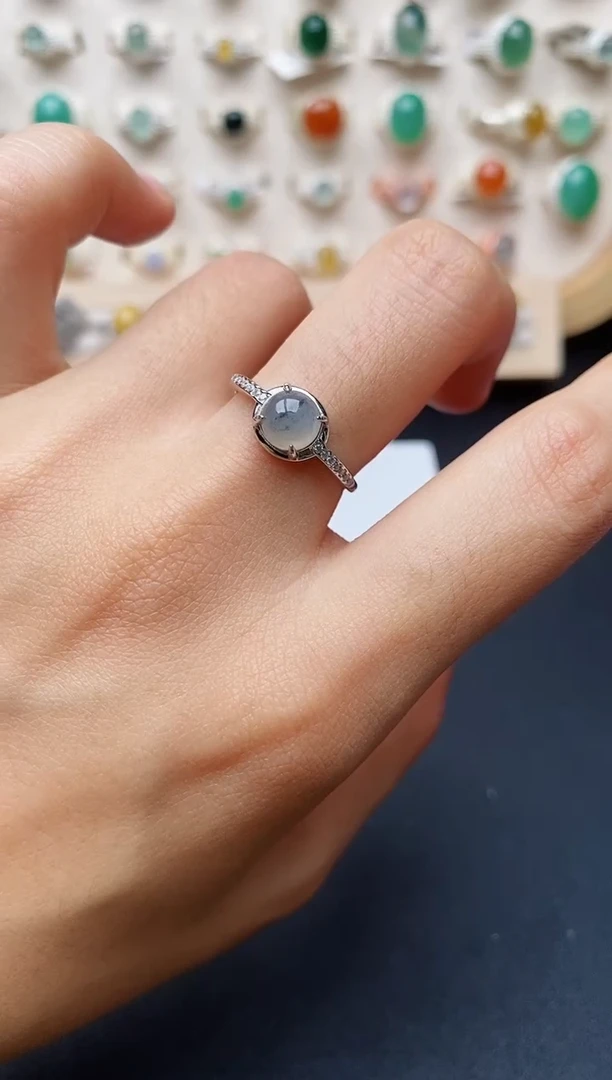 【闪购商品】翡翠戒指银S925镶嵌缅甸翡翠