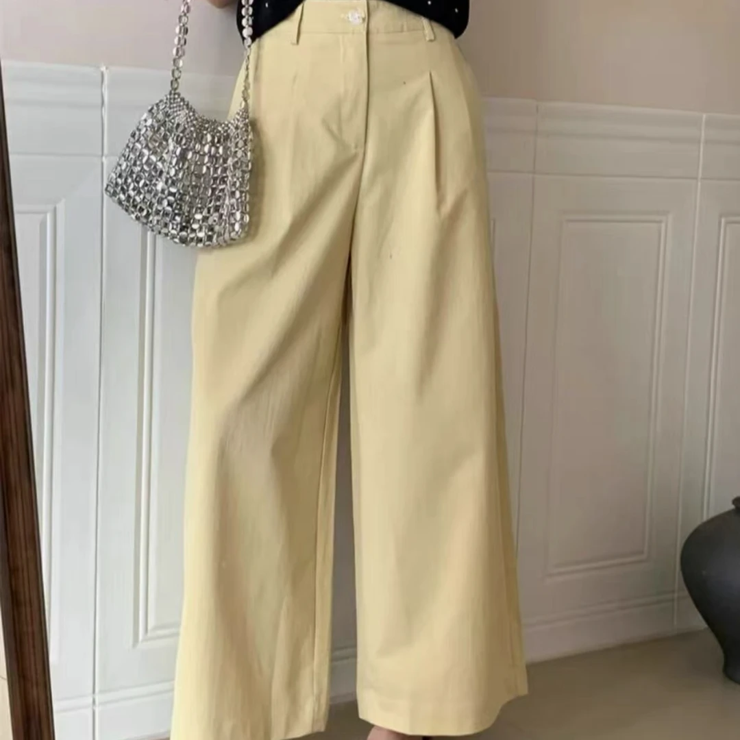 欢欢 韩系显瘦百搭半松紧九分直筒裤MLXL229