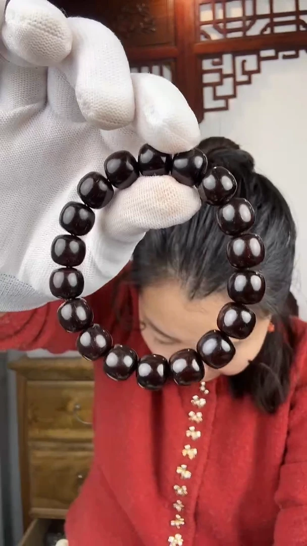 檀香紫檀（小叶紫檀）小叶紫檀卡1112桶珠单圈手串