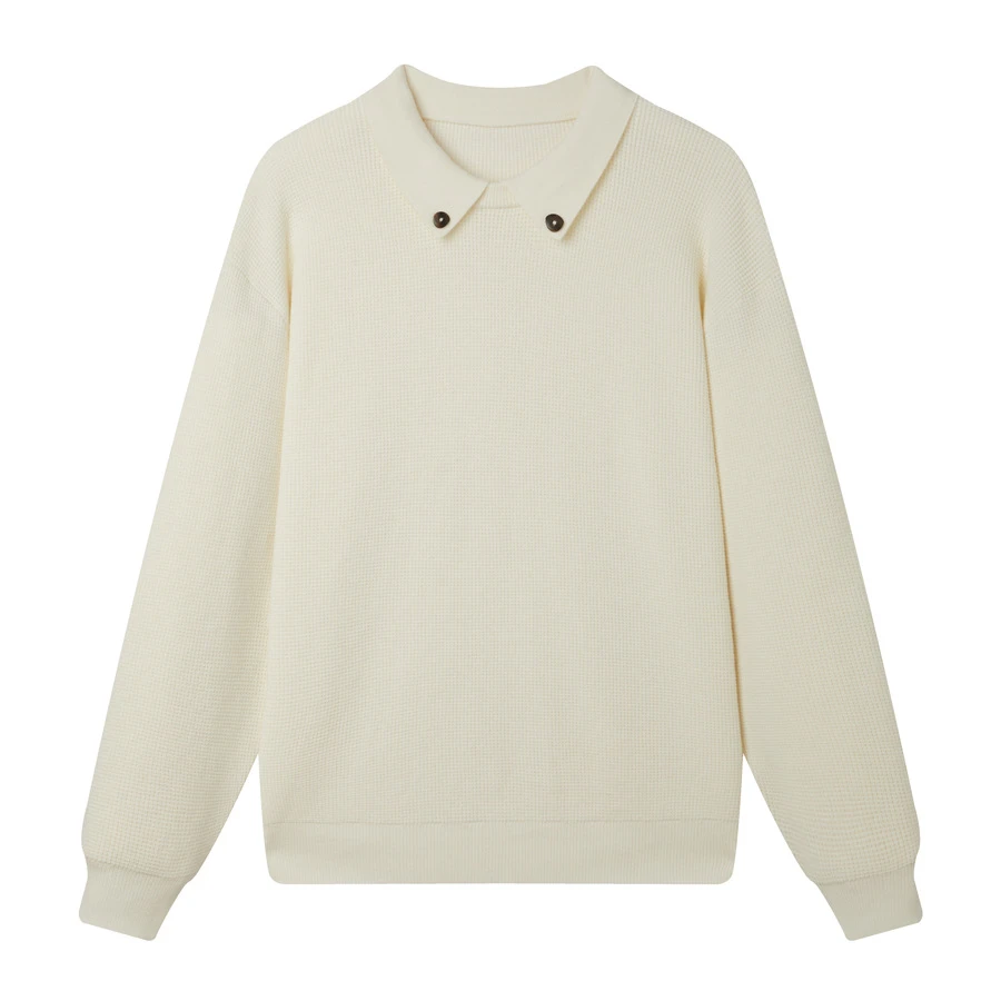 老钱风高级感男士针织衫简约休闲宽松大码翻领长袖毛衣