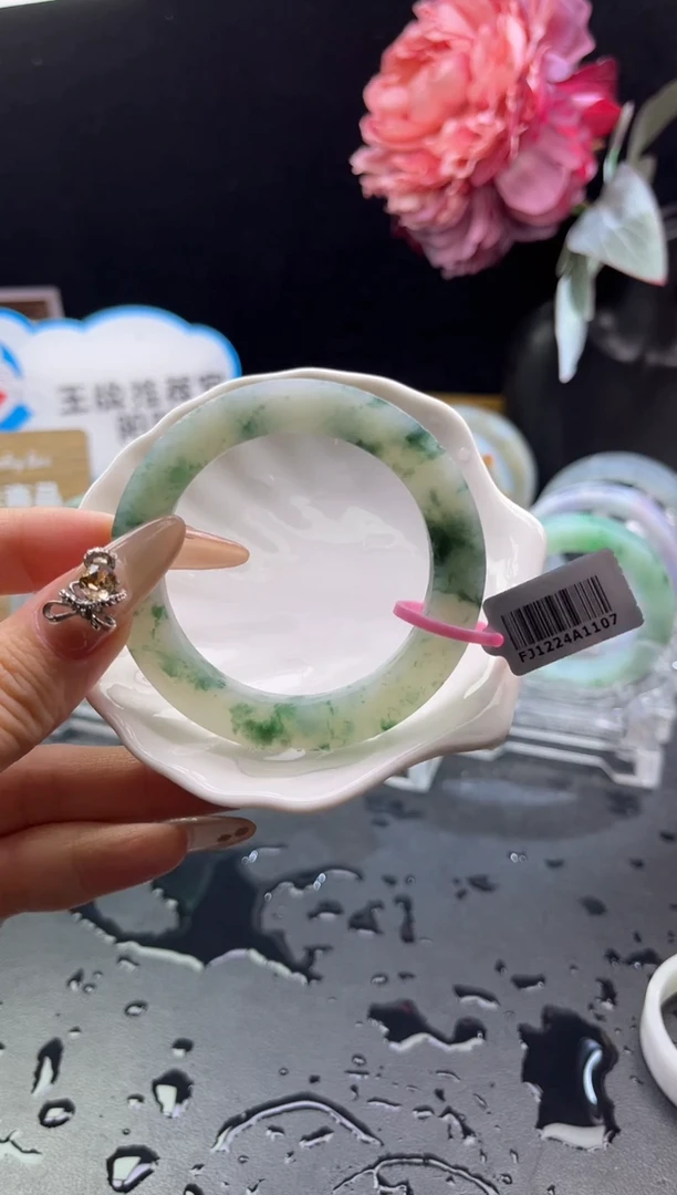 未镶嵌手镯定制翡翠冰胶飘花49-56