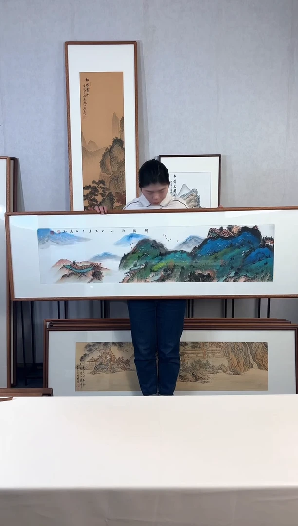 【闪购商品】国画手绘*锦绣江山*52*172cm实木框