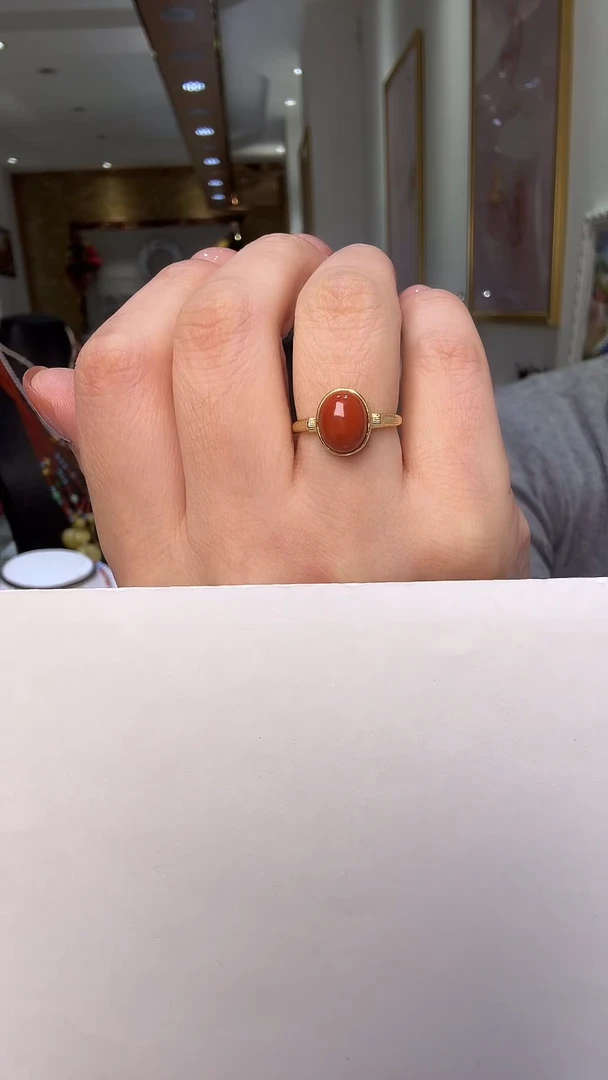 银S925镶嵌南红玛瑙戒指南红戒指