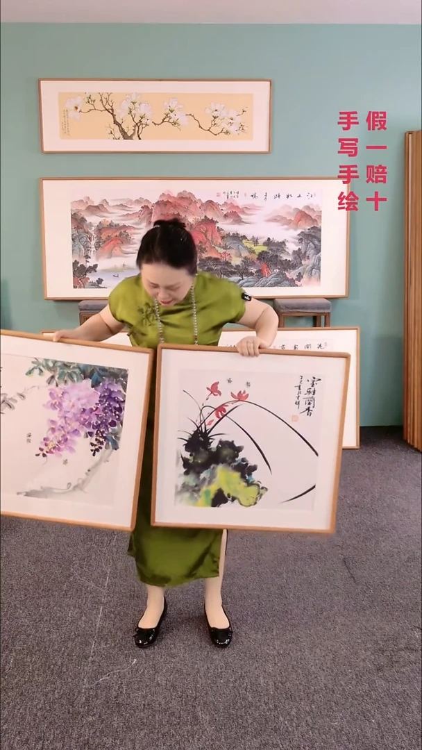 国画花鸟60*60一对绘画作品