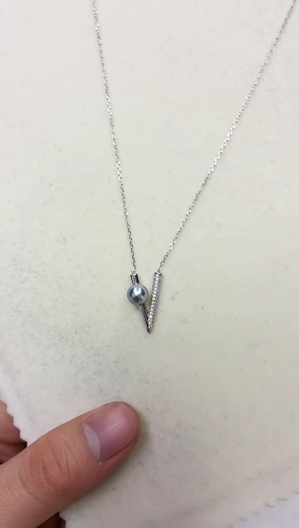 银S925镶嵌DA海水珍珠吊坠7-8 y1189