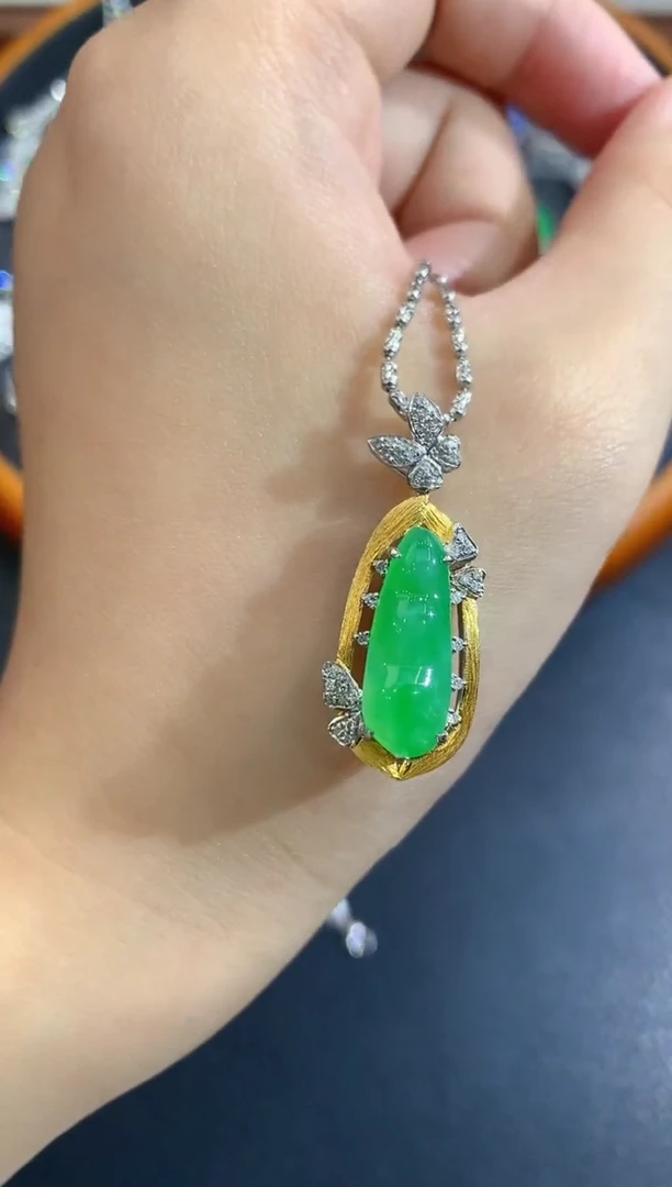 吊坠(不含链)18K金镶嵌翡翠24-吊坠