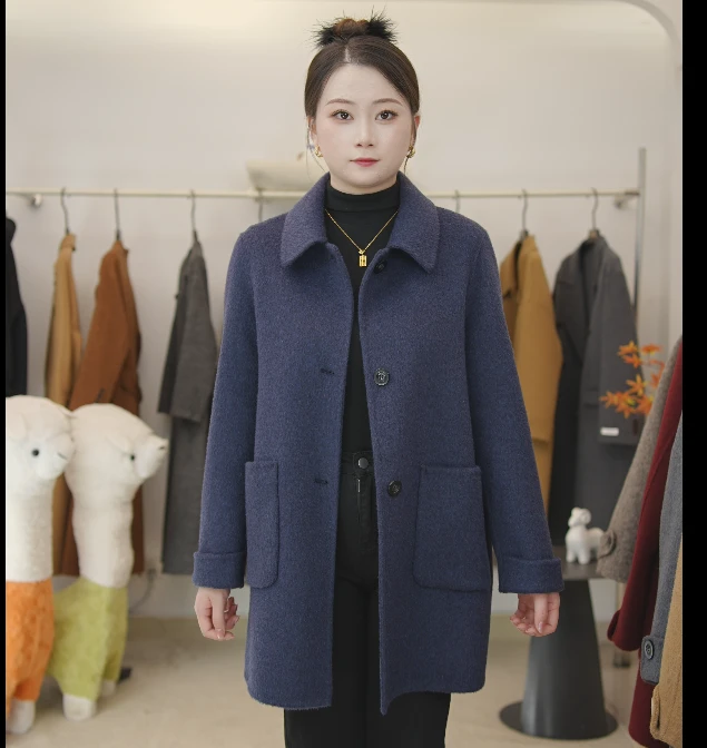 2025秋冬新款双面羊毛大衣时尚百搭宽松女士高级显瘦大衣中长款