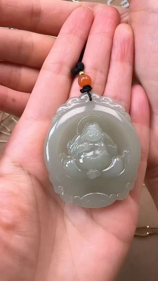 【闪购商品】和田玉吊坠未镶嵌0354和田玉圆牌笑佛吊坠