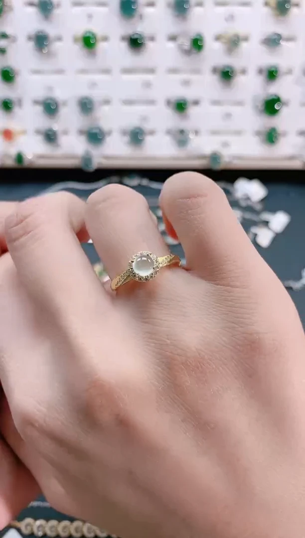 【闪购商品】翡翠戒指银S925镶嵌天然翡翠