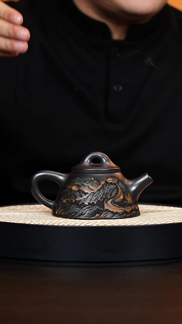 茶壶紫砂霸王石瓢 石黄 万里长城