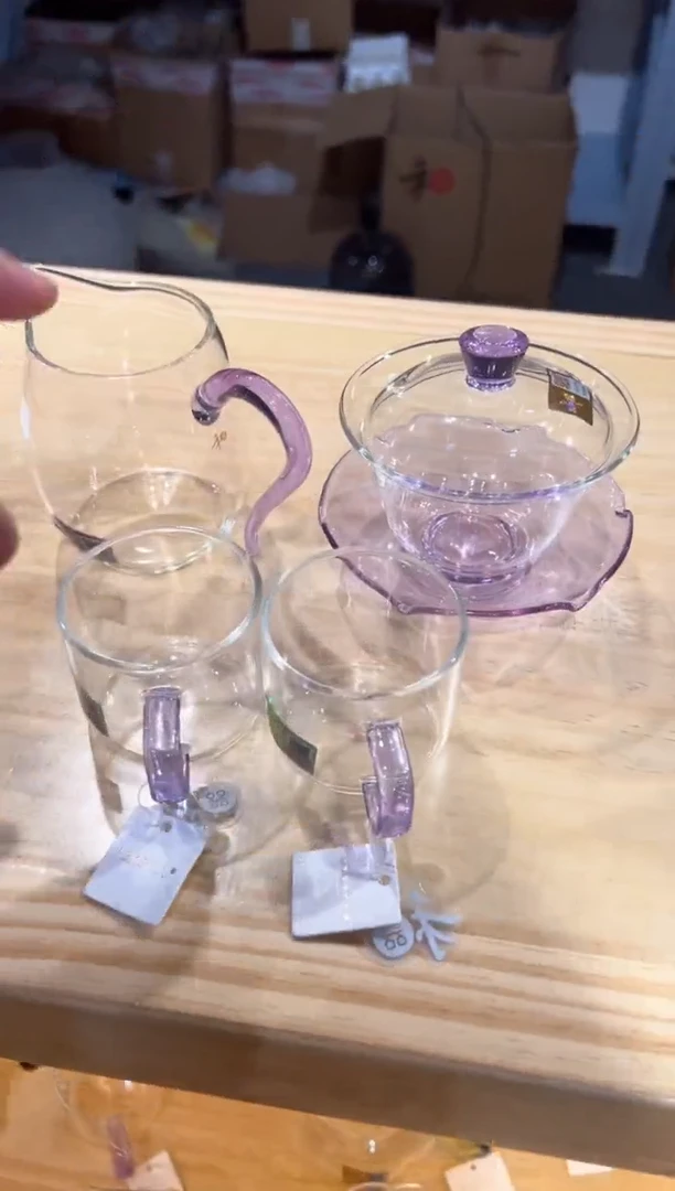禾器-慕然茶海-浅紫色+荷叶盖碗浅紫+清禾杯浅紫2只