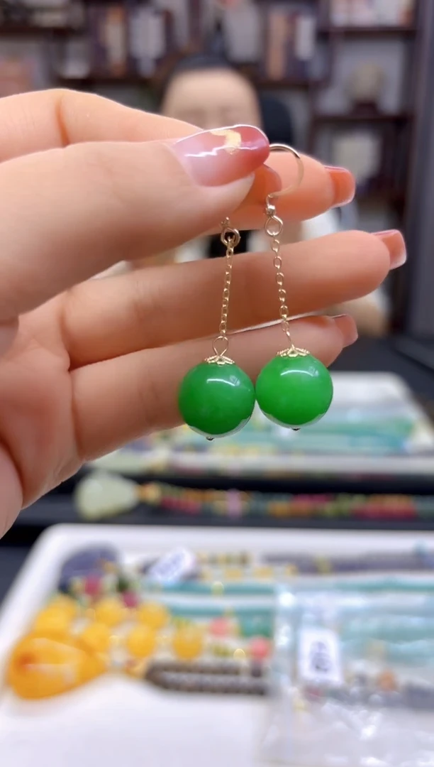 【闪购商品】翡翠耳饰14K金镶嵌耳坠E552