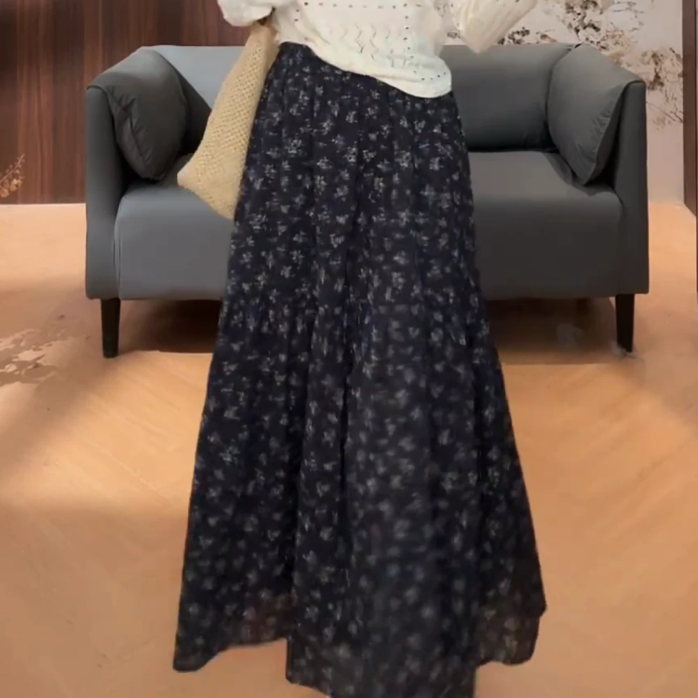 春夏新款高腰碎花半身裙女长裙裙子