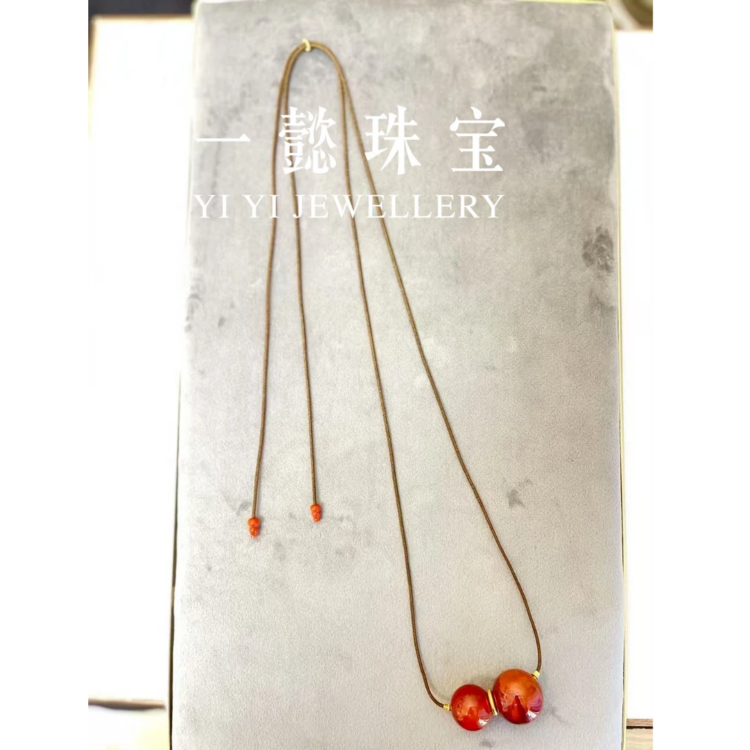 【一懿珠宝】18k金天然原矿南红大葫芦项链吊坠nh053