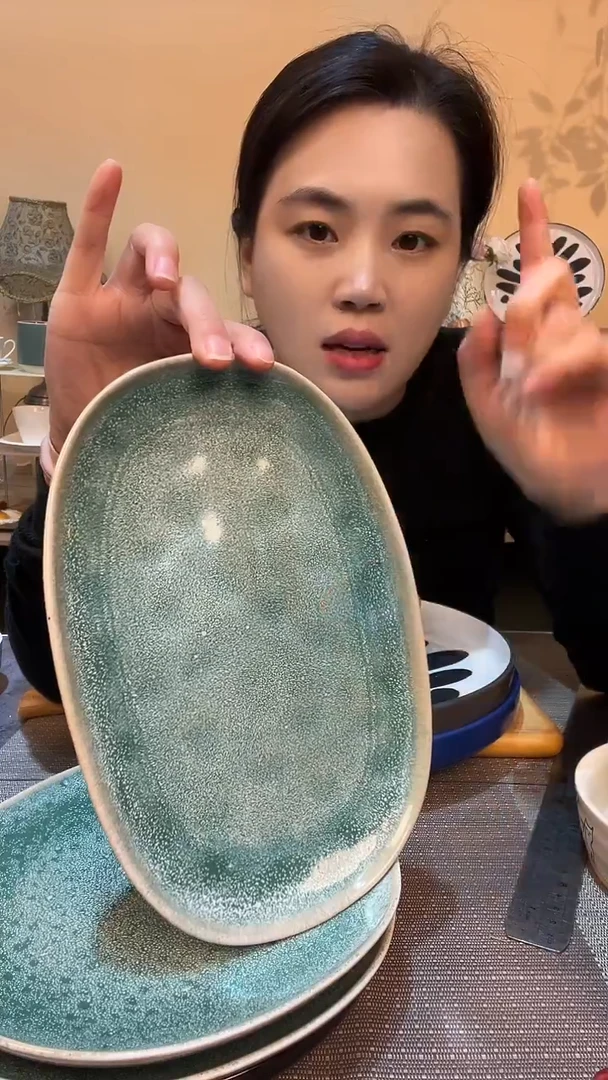 瓷片9.5英寸长盘 微瑕介意勿拍