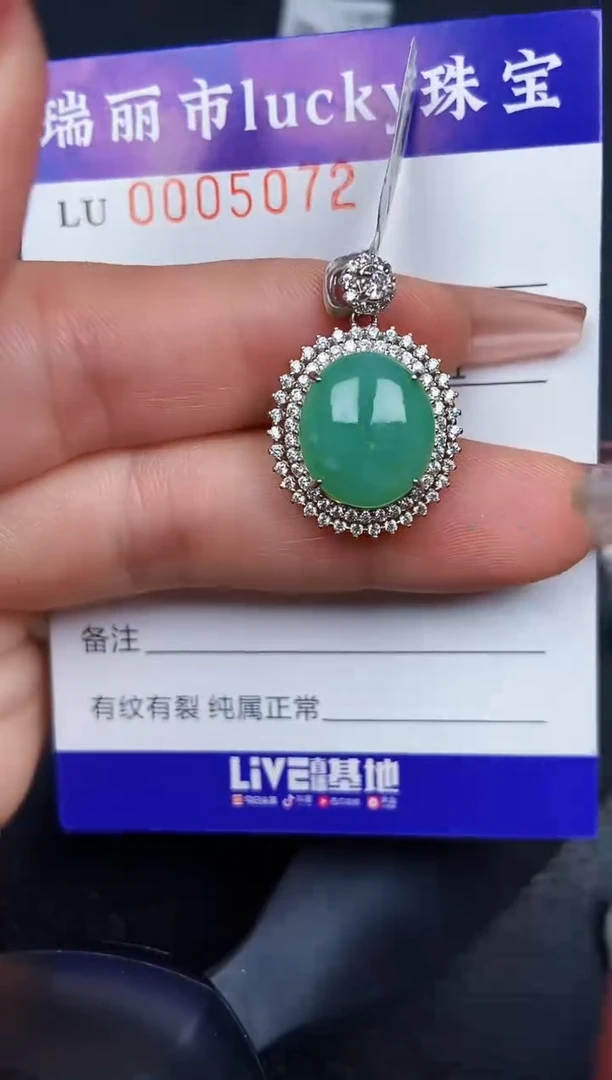 翡翠银S925镶嵌颈饰5072