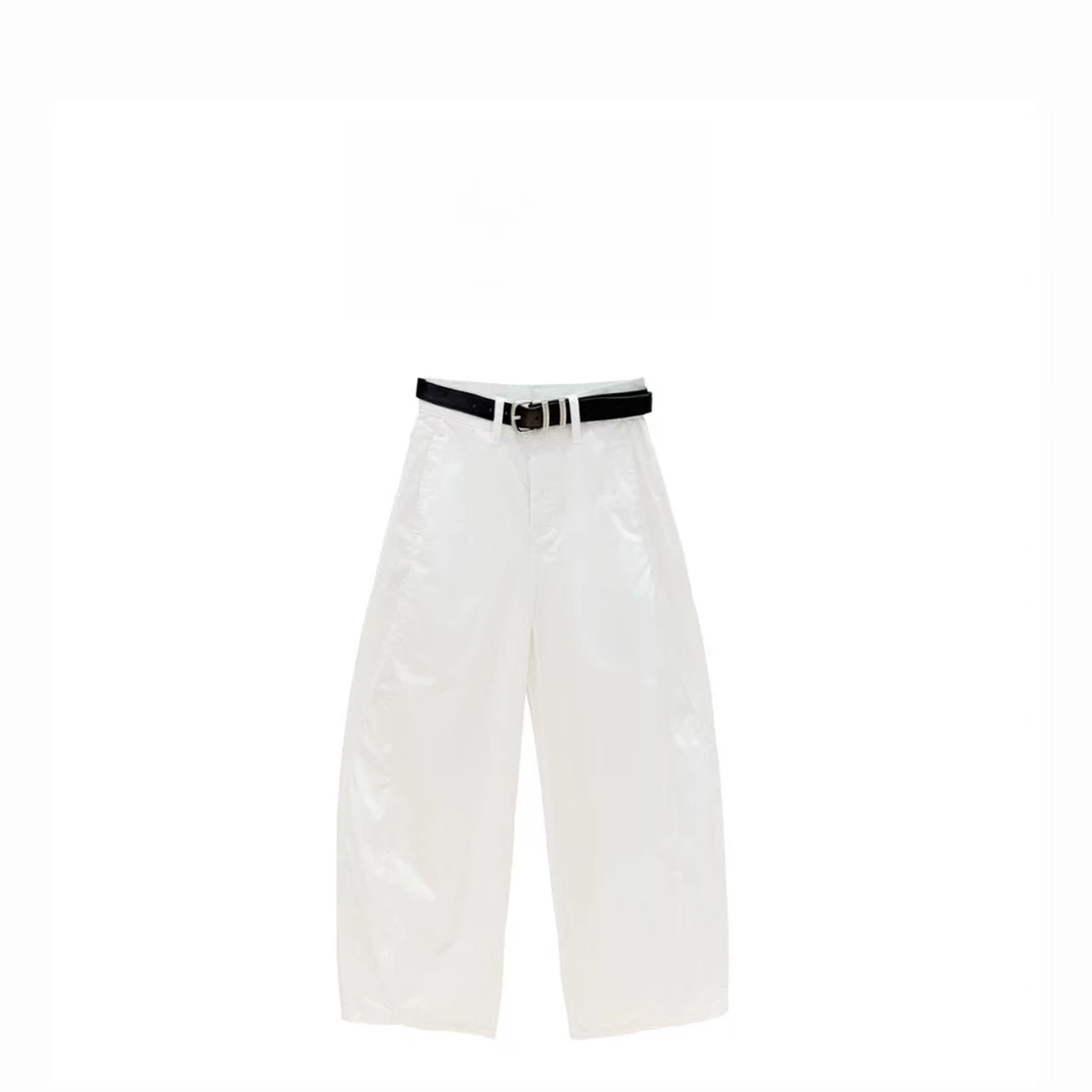 【含苞待放】2025夏季新款休闲花苞工装八分裤时尚白色百搭休闲裤